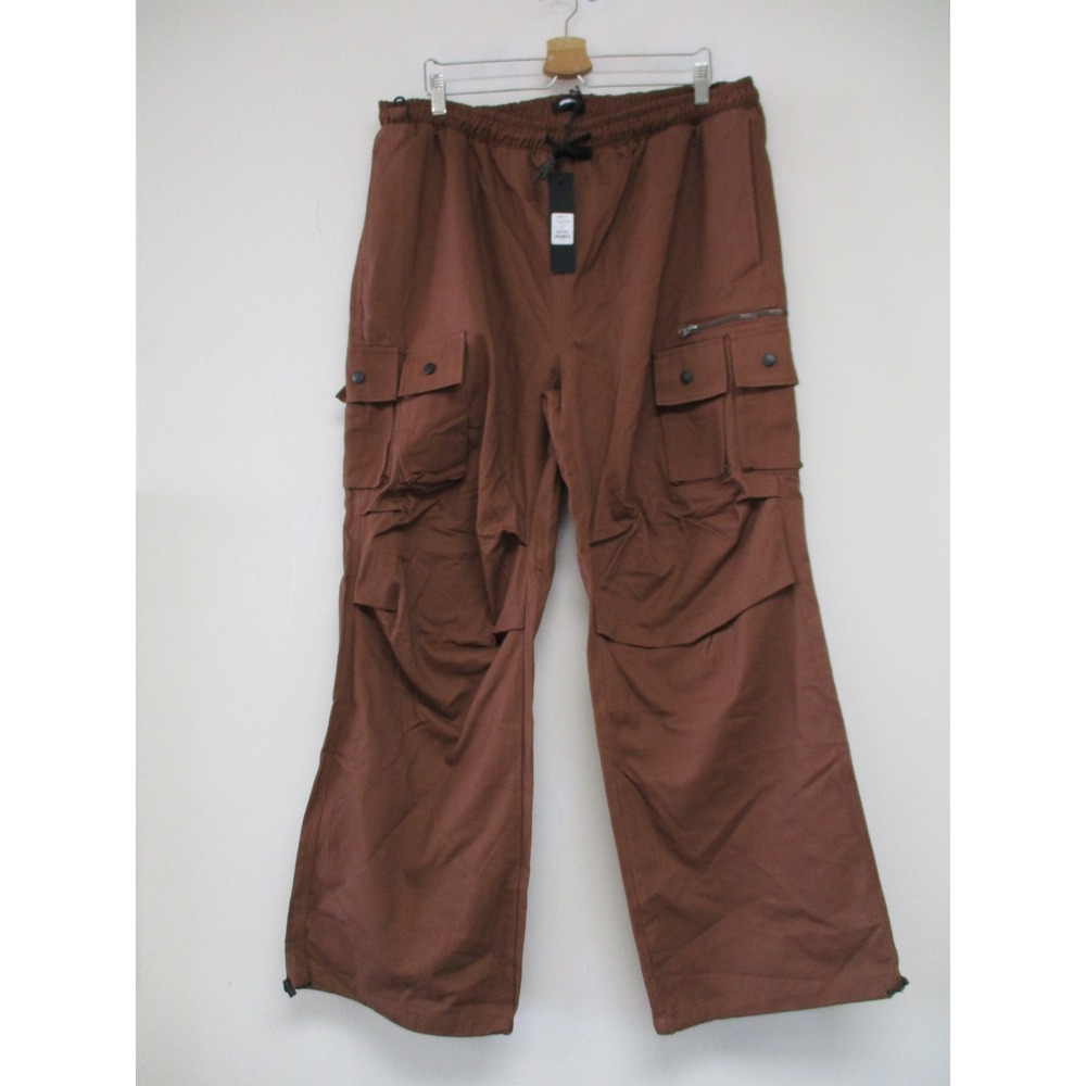 Fashion Nova Cargo Pants Men 2XL Brown Practical Baggy Utility - Picture 1 of 14